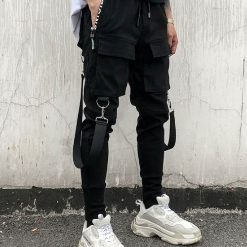 Techwear Black Pants - Etsy