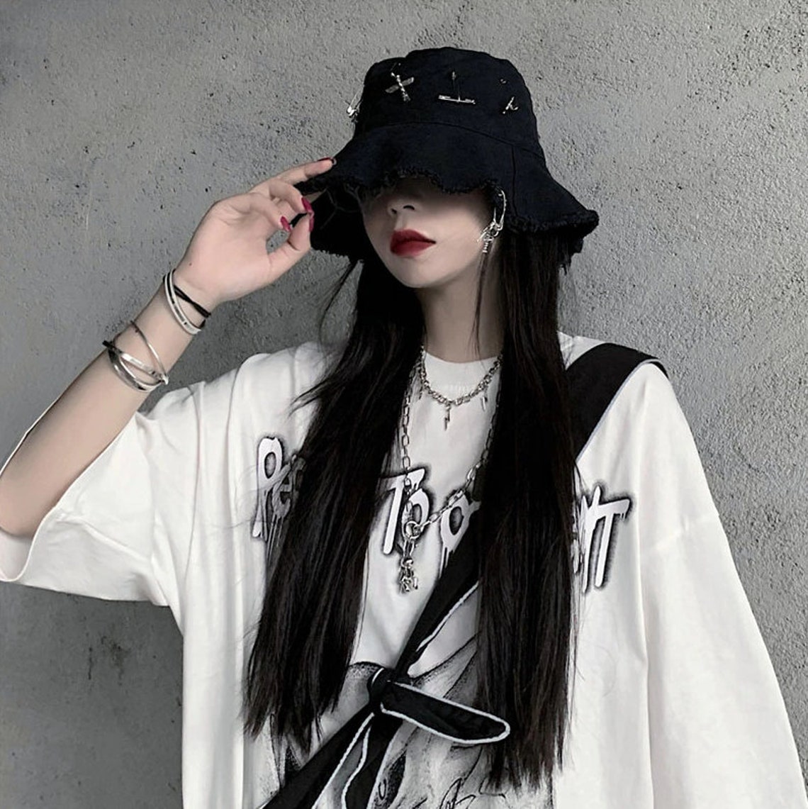 Black Harajuku Bucket Hat - Etsy