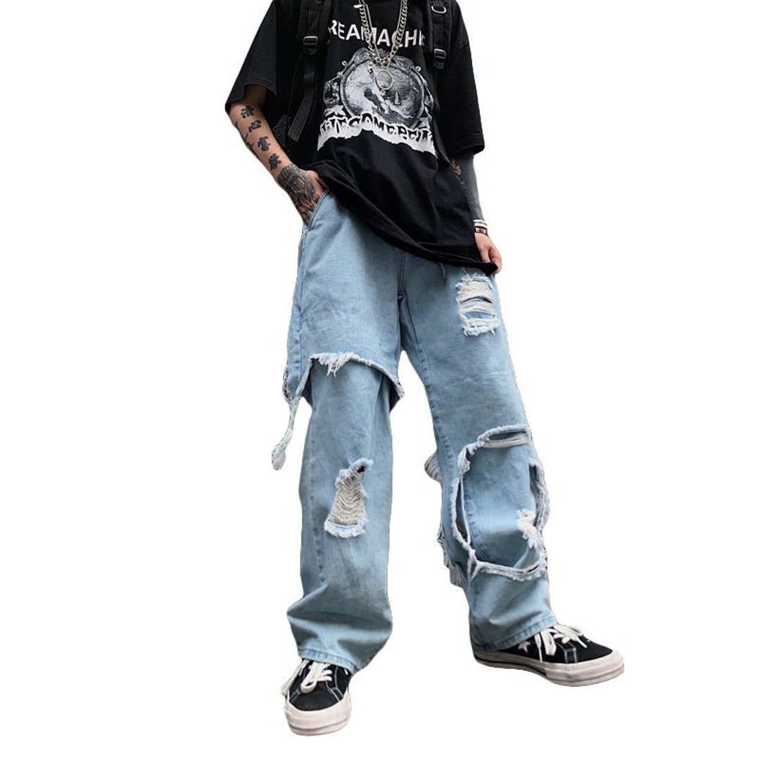 Destroyed Ripped Baggy Denim Pants - Etsy