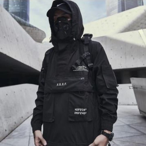 Techwear Black Hooded Jacket