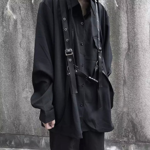 Long Sleeve Black Shirt With Straps Etsy