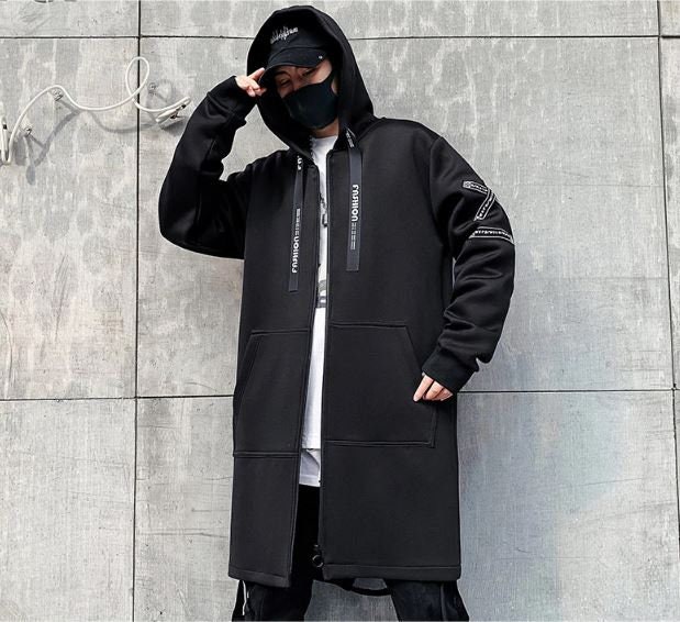 Techwear Hooded Long Jacket - Etsy Denmark