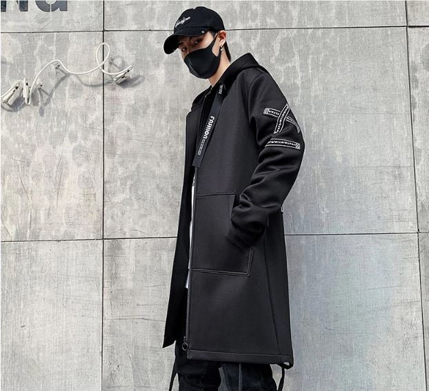 Techwear Hooded Long Jacket | Etsy Canada