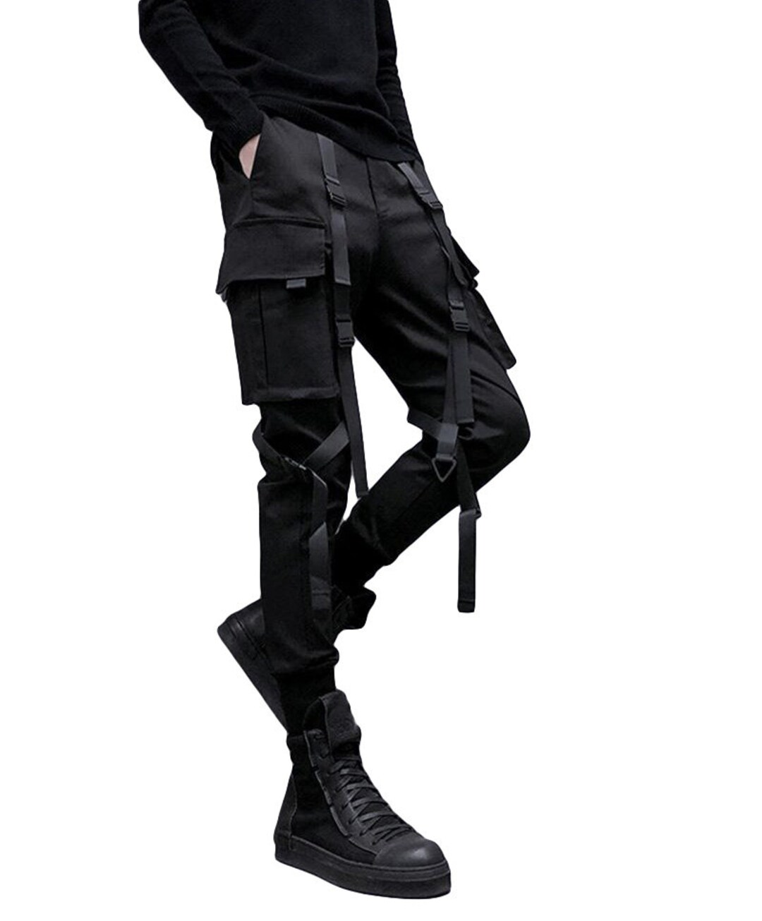 Black Ribbon Cargo Pants Etsy
