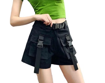 thumbnail image 2 of Low Rise Shorts Kubbon Women's Cargo Shorts - High Elastic Waist Stretchy Skinny Shorts For Summer Casual Wear Skinny Fit Elastic Shorts 2 of 13