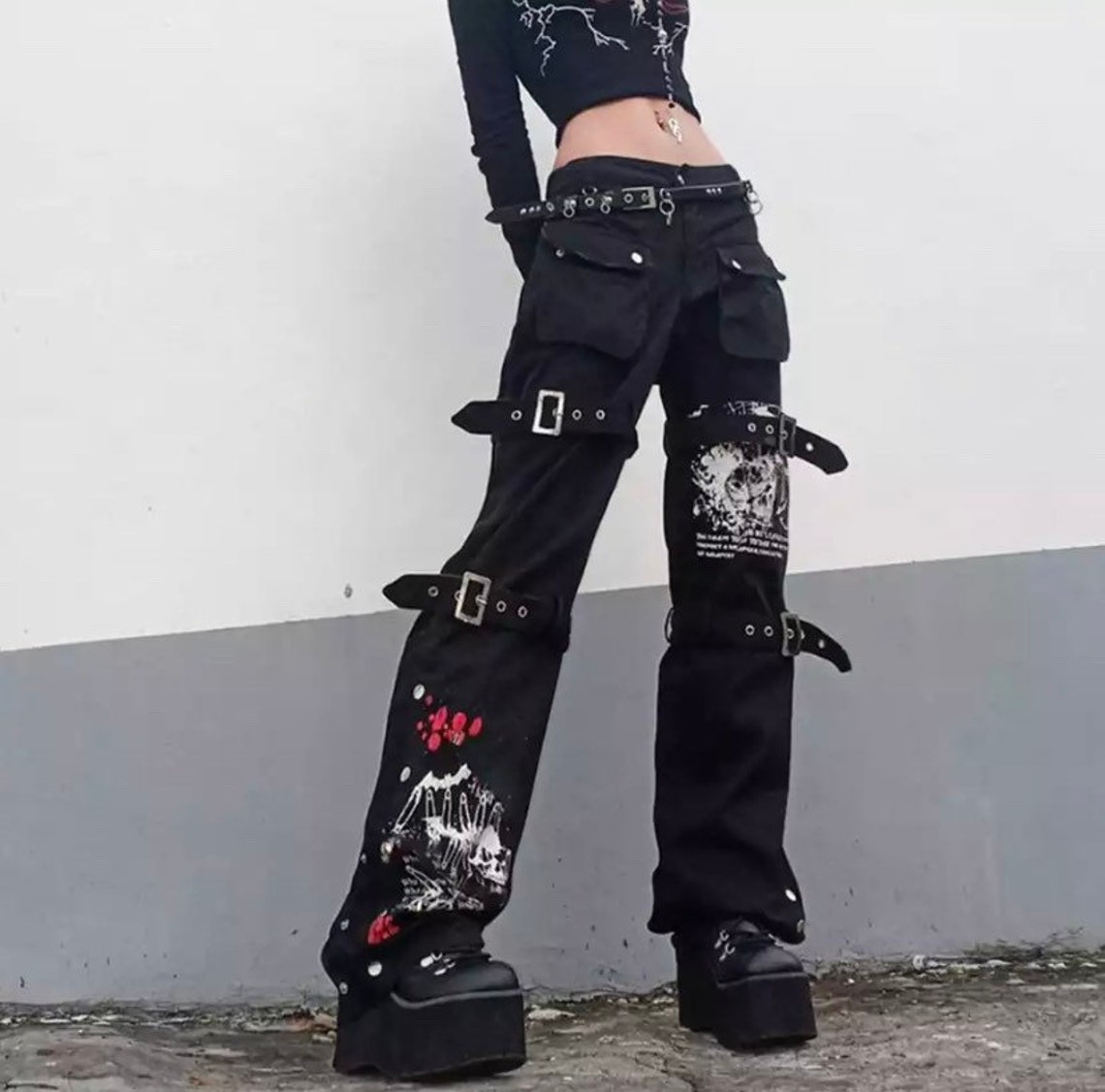 Techwear Goth Jeans - Etsy