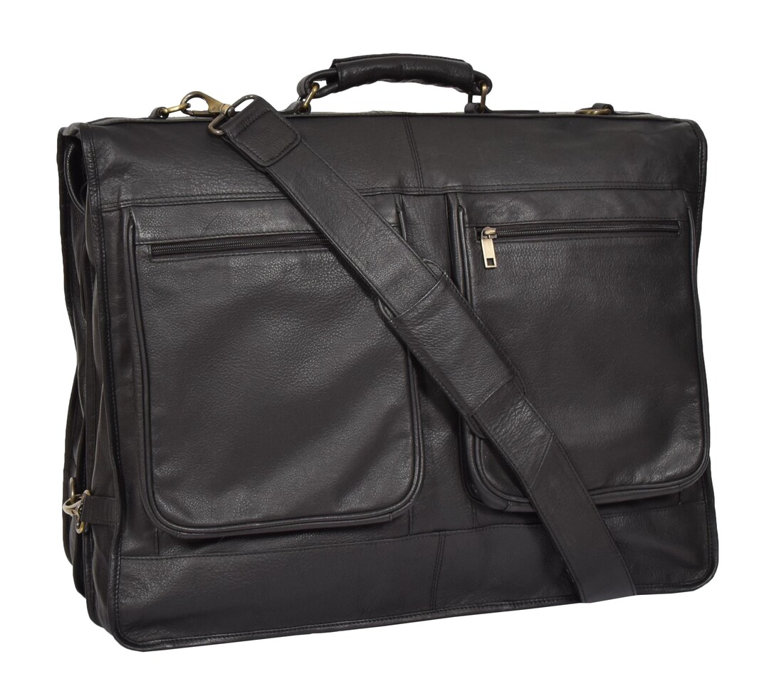DR315 Genuine Luxury Leather Suit Garment Dress Carriers Black Etsy