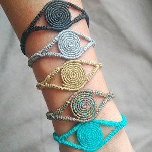 Evil Eye Bracelet, Devil Eye Macrame Bracelet, Woven Eye Jewelry