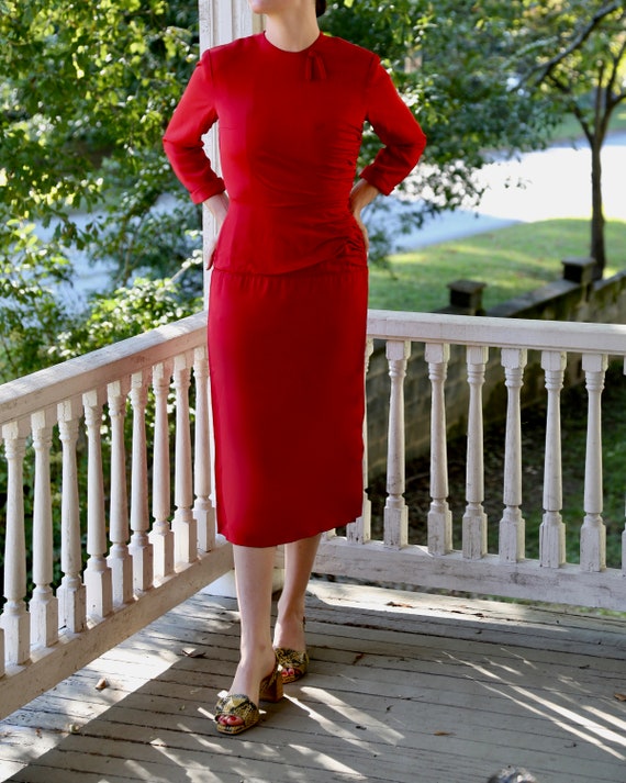 1950s Red Wiggle Dress