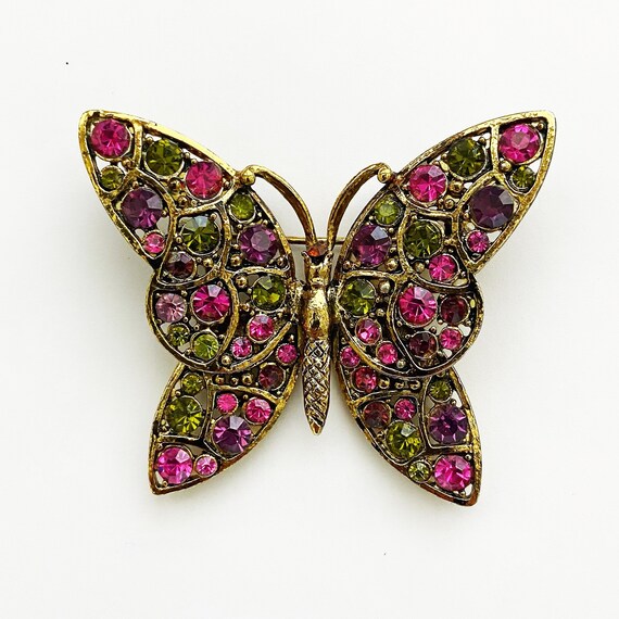 Vintage Hollycraft Signed Rhinestone Butterfly Br… - image 8