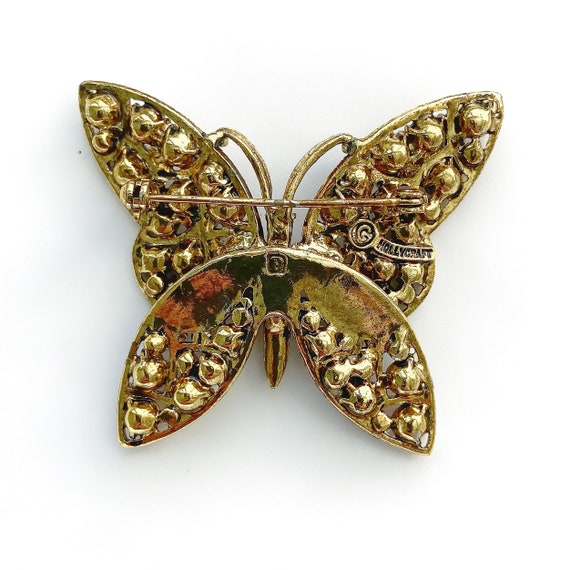 Vintage Hollycraft Signed Rhinestone Butterfly Br… - image 7