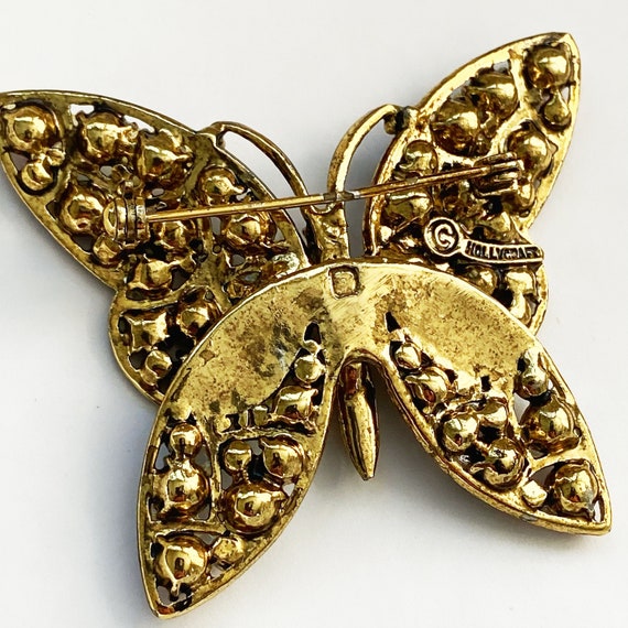 Vintage Hollycraft Signed Rhinestone Butterfly Br… - image 6