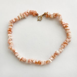 Vintage Genuine Angel Skin Coral Bracelet: 14K Solid Gold Clasp, Estate Jewelry