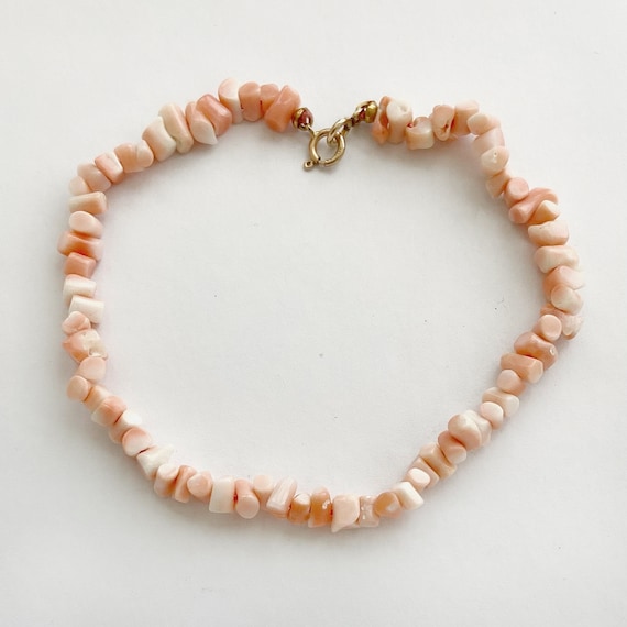 Genuine Angel Skin Coral Bracelet with 14K Solid … - image 1