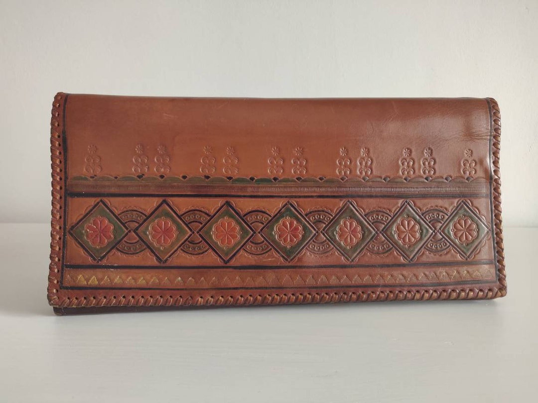 Vintage Leather Wallet Brown Wallet Big Wallet Document Purse - Etsy