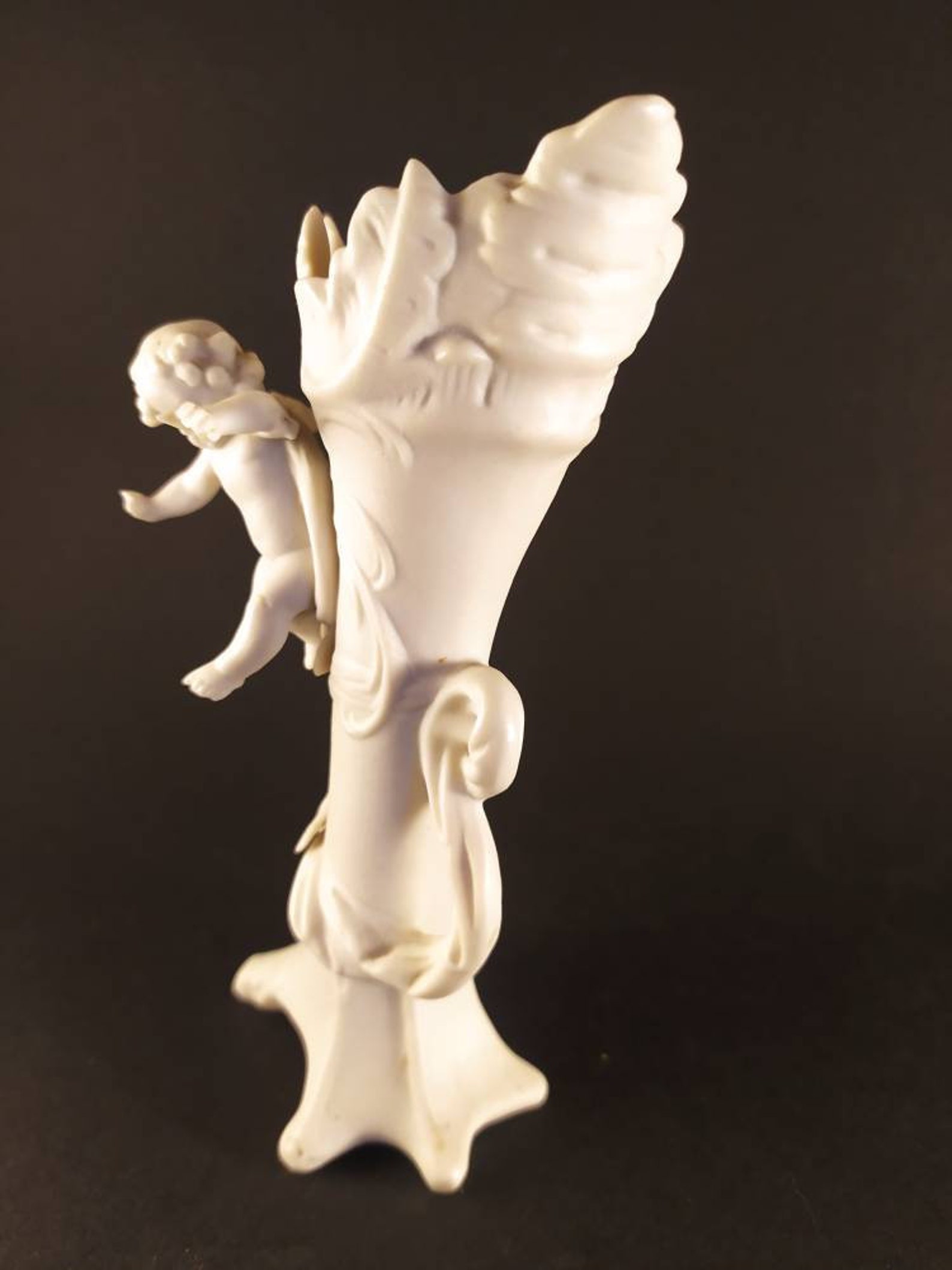 Vintage White Porcelain Vase With Baby Angel and Plant Etsy