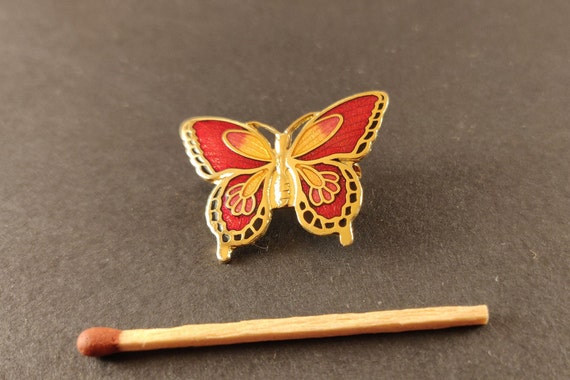 Brooch Mini Butterfly Red and Gold - image 5