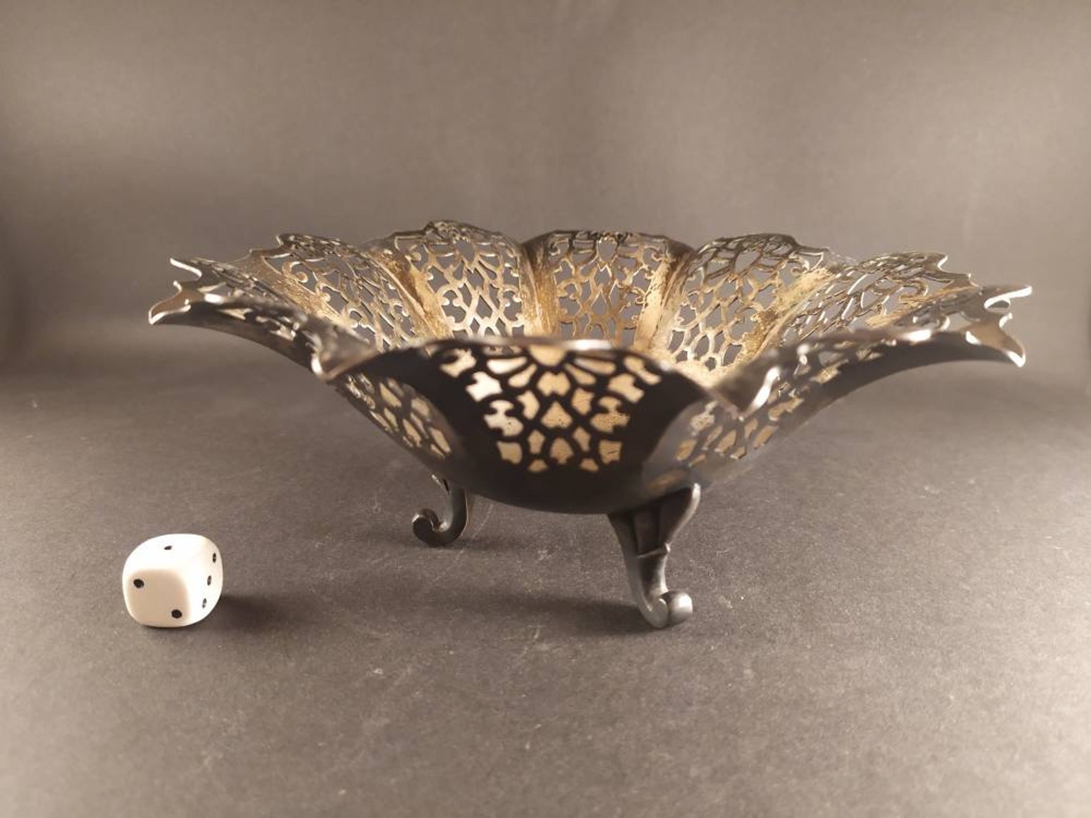 Decorative Metal Bowl Vintage Metal Bowl Candy Tray Bowl on Etsy