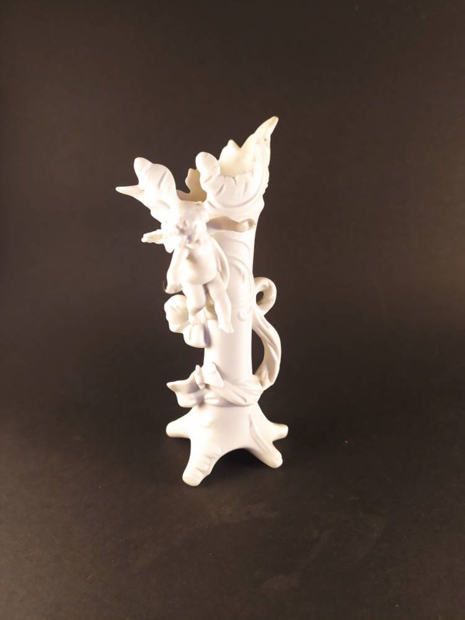 Vintage White Porcelain Vase With Baby Angel and Plant Etsy