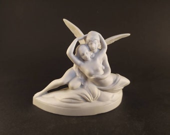 Cupid and Psyche Love and Soul statue White Greek figure Porcelain  Angel Figure