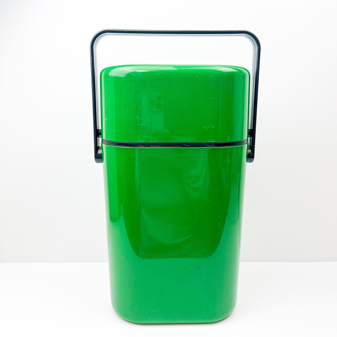 Retro Green Plastic Wine Bottle Cooler Carrier With Black Etsy