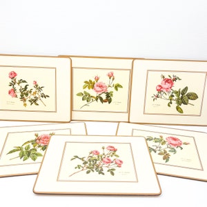 Pink Rose Flower Placemat set of 6 with cork back