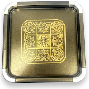 Retro Milton Black met gouden sticker plastic vierkant dienblad