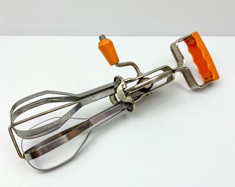 Vintage Persinware Orange Handheld Mixer Whisk / Egg Beater