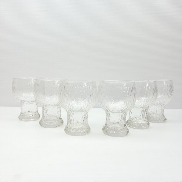 Set of 6 IITTALA Kekkerit Drinking Glasses 10.5cm x 7cm wide Set Designed By Timo Sarpaneva