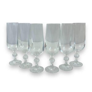 ■ボヘミアグラス　　シャンパンフルート６ＰＣＳセット　　クリスタル　　ボヘミアガラス　　　#721 チェコ製 ペア シャンパングラス ボヘミアグラス 高級