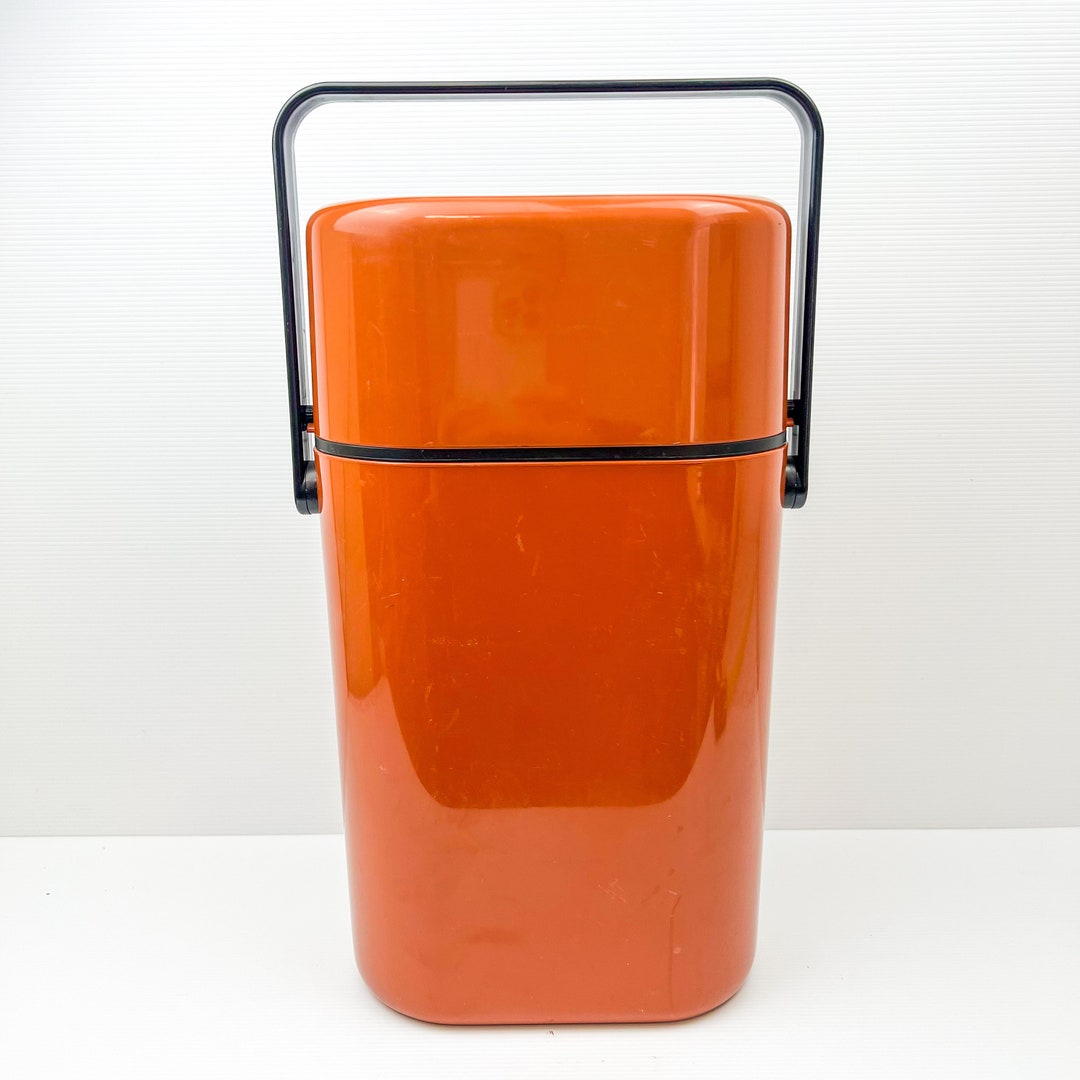 Retro Orange Plastic Wine Bottle Cooler Carrier With Black Etsy Australia