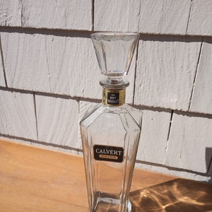 Vintage Whiskey Bottle with Large Glass and Cork Stopper - Calvert Extra &quot;The Soft Whiskey&quot;