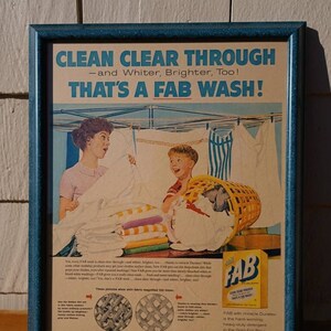 Vintage Framed Laundry Detergent Advertisement - Fab