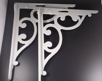 Pair of Vintage Cast Iron Shelf Brackets - Repainted