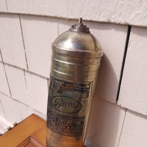 Vintage Brass Fire Extinguisher - Pyrene Manufacturing Company, Newark, NJ