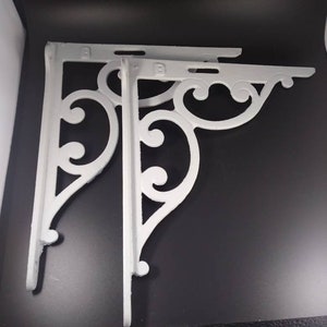 Pair of Vintage Cast Iron Shelf Brackets - Repainted
