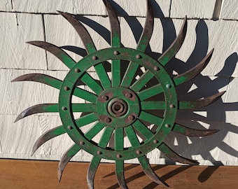 Vintage Cultivator Wheel or Rotary Hoe - Amazing Rustic Patina!