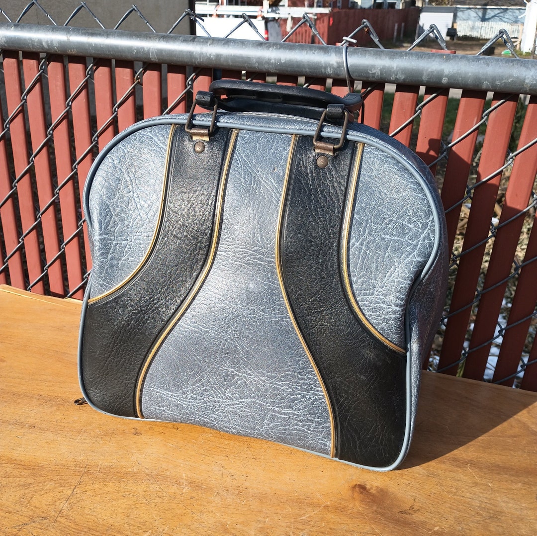 Vintage Bowling Ball Bag Grey and Black With Gold Trim Etsy