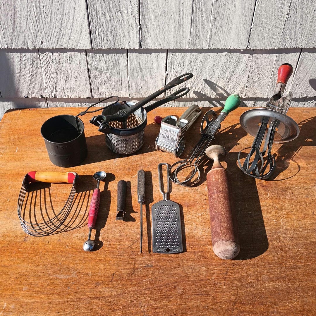 Rustic Baking Tools Vintage Group of 11 Rustic Kitchen Tools and Utensils - Etsy