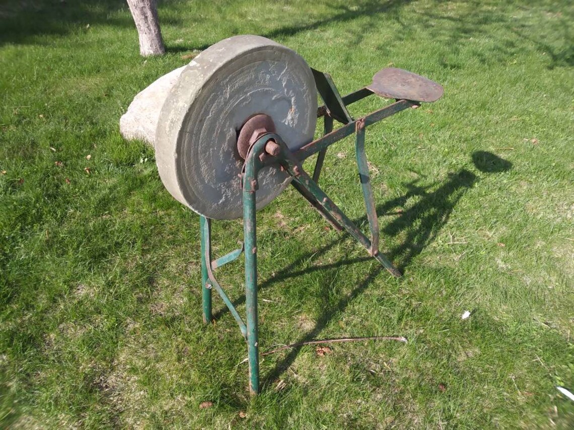 Vintage Hand Powered Grinding Wheel or Sharpening Stone Etsy