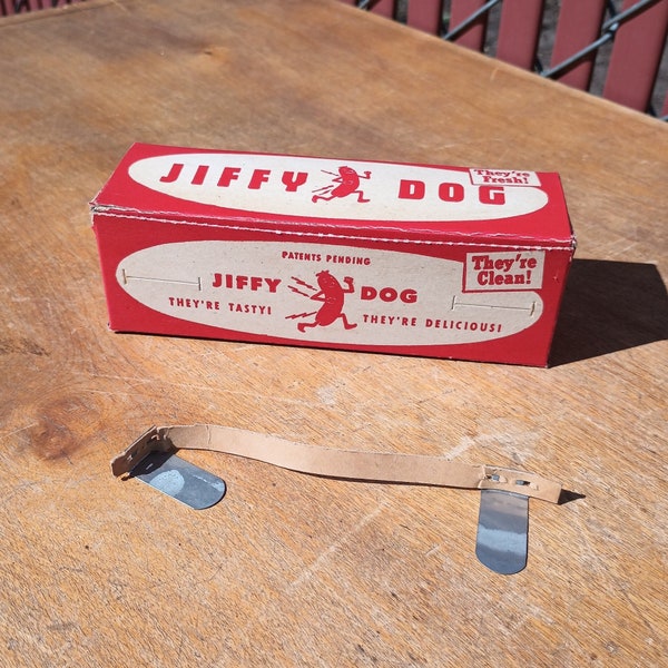 Vintage Unused Jiffy Dog Hot Dog Box and Hot Dog Electrode (yes, electrode, see description)