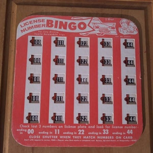 Vintage &quot;License Number Bingo&quot; Game