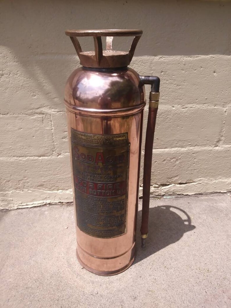 Vintage Copper Fire Extinguisher Fyrfyter Sodacid Etsy