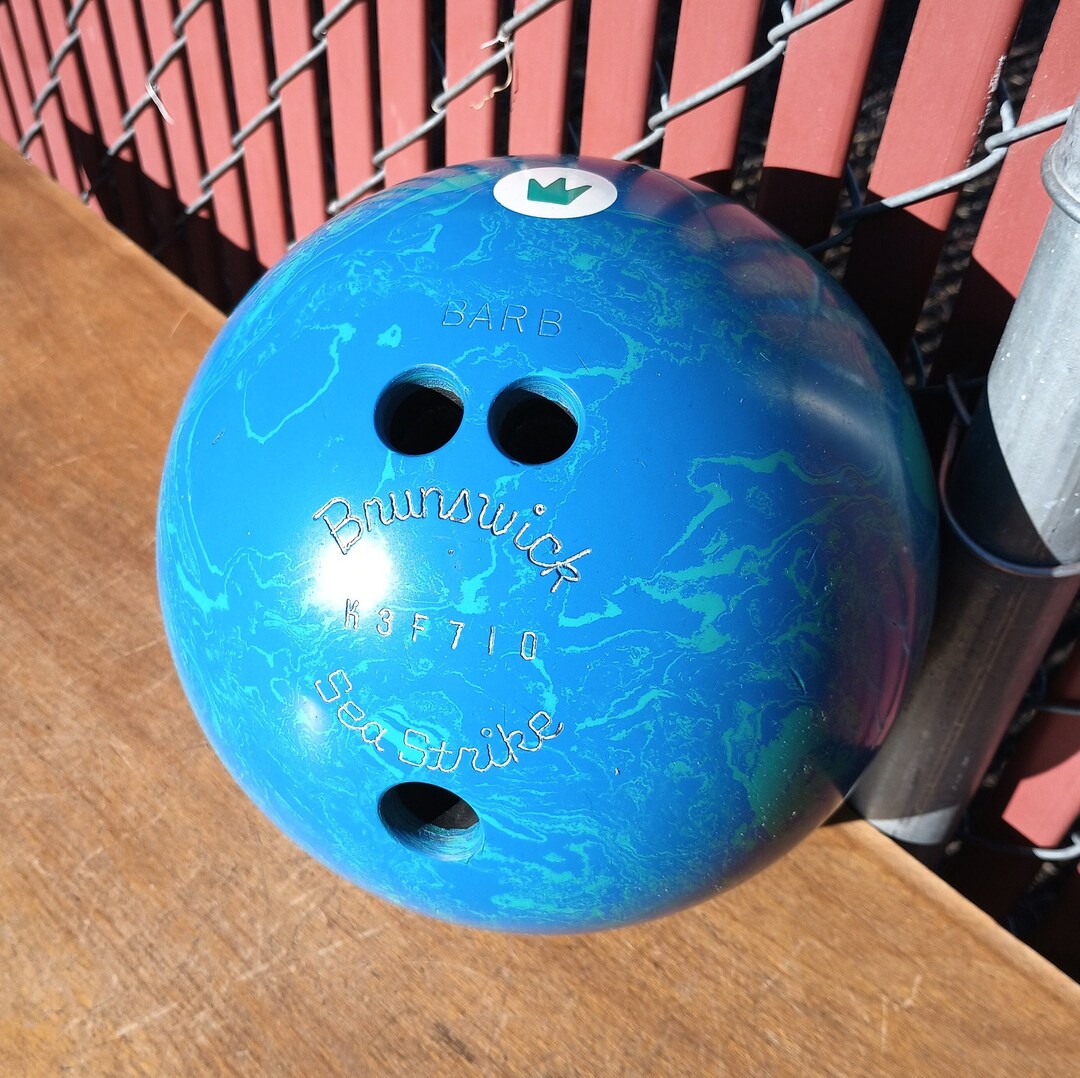 Vintage Bowling Ball - Brunswick Sea Strike - Used to Belong to