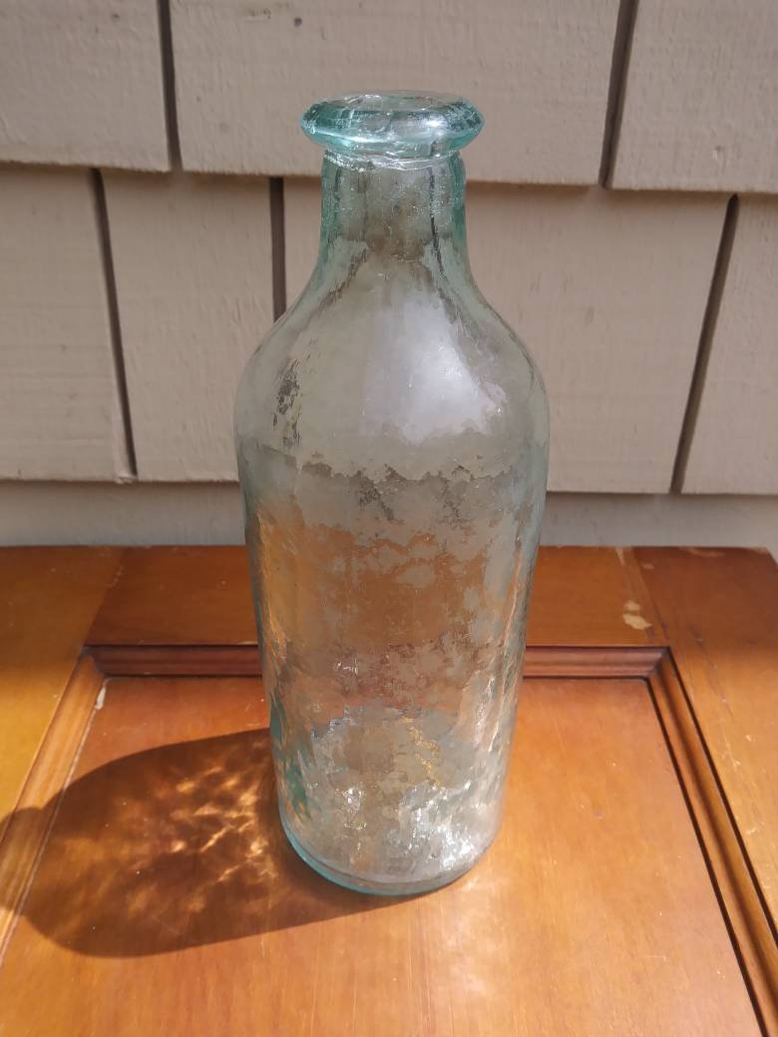 Vintage Light Blue Bottle with Textured Glass J. | Etsy