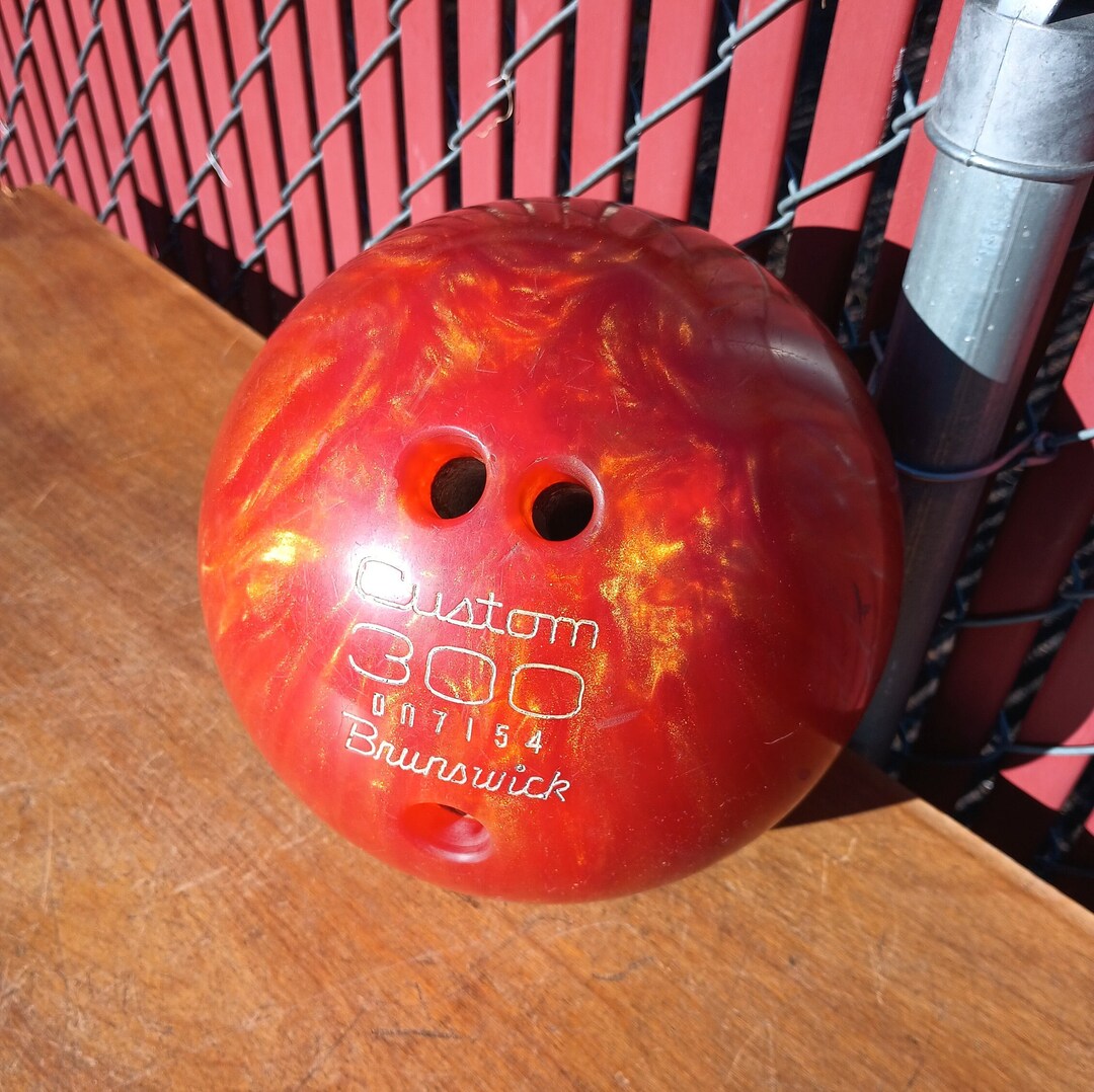 Vintage Bowling Ball Brunswick Custom 300 Amazing Orange Swirl Etsy