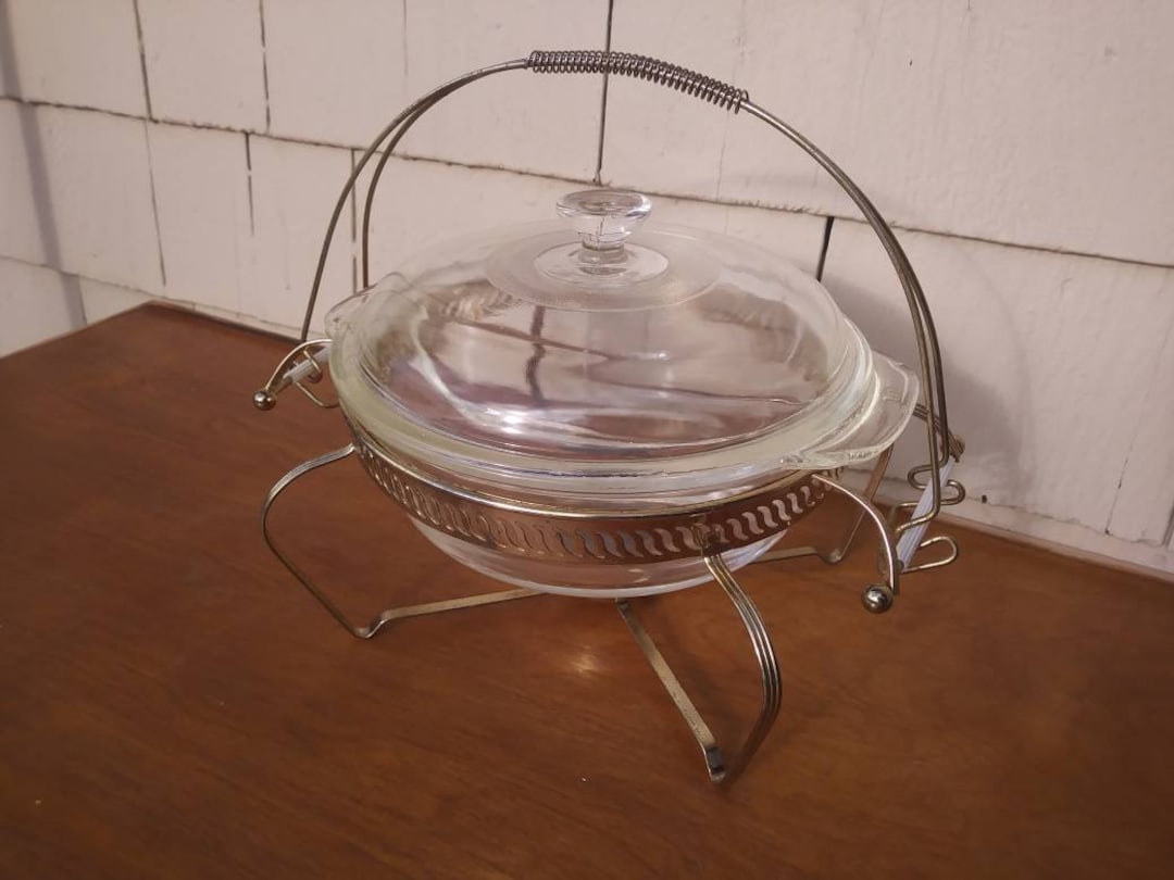 Vintage Chafing Dish Fire King Glass Etsy
