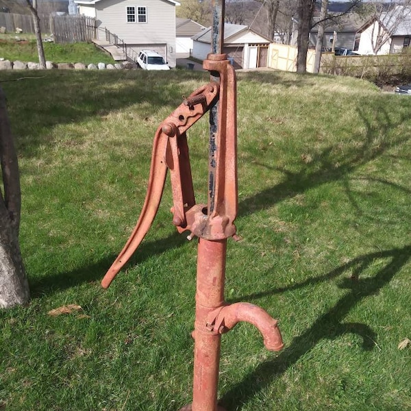 Vintage Well Pump - Perfect Rustic Red Color - Baker Manufacturing. Evansville, WI - "Monitor" - Local Pickup Only