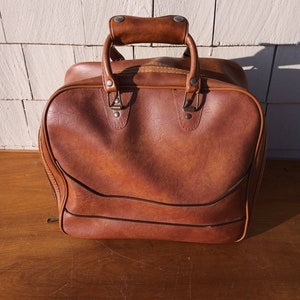 Unique Vintage, Accessories, Vintage Tooled Leather Bowling Ball Bag With Bowling  Ball Shoes