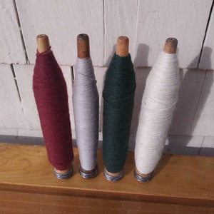 Vintage Wooden Bobbins with Thread - Group of Four